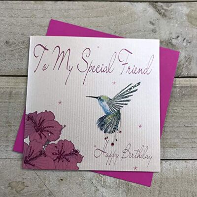 White Cotton Cards Carte d'anniversaire faite main To My Special Friend Happy Birthday Colibri WB201 White Cotton Cards Carte d'anniversaire faite main To My Special Friend Happy Birthday Colibri WB201