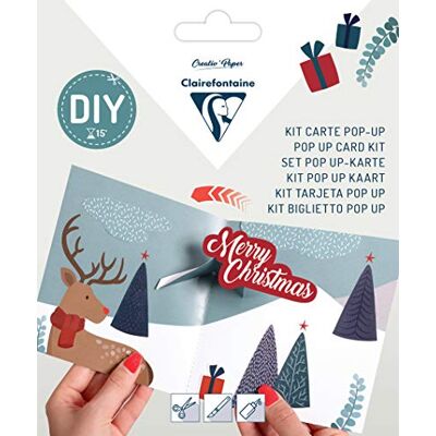 Clairefontaine Set POP-UP, Doppelkarte 135 x 135 mm + Umschlag 140 x 140 mm Rentiere Clairefontaine Set POP-UP, Doppelkarte 135 x 135 mm + Umschlag 140 x 140 mm Rentiere