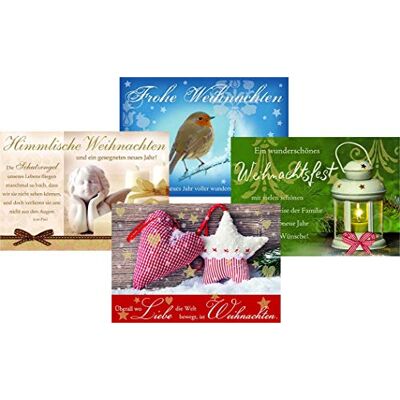 Perleberg Lot de 4 cartes de Noël de qualité supérieure Carte postale de Noël magnifiquement conçue avec enveloppe Carte de vœux artistique pour Noël 11,6 x 16,6 cm Perleberg Lot de 4 cartes de Noël de qualité supérieure Carte postale de Noël magnifiquement conçue avec enveloppe Carte de vœux artistique pour Noël 11,6 x 16,6 cm