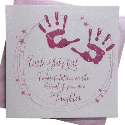 White Cotton Cards The Card Gallery Little Baby Girl Congratulations Rose sur l'arrivée de Votre Fille Fait Main Nouveau bébé Carte White Cotton Cards The Card Gallery Little Baby Girl Congratulations Rose sur l'arrivée de Votre Fille Fait Main Nouveau bébé Carte