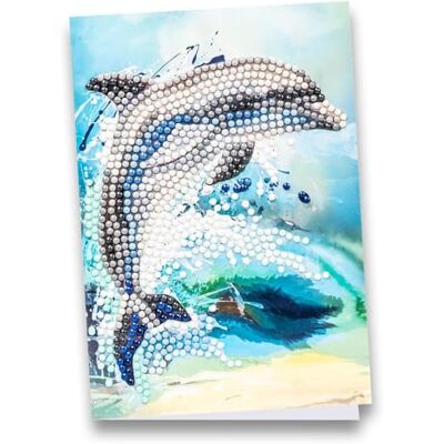 Ideen mit Herz Carte de voeux avec peinture au diamant, DIN B6, 11,5 x 16,5 cm, 370 g/m², avec enveloppe et outils, dauphin Ideen mit Herz Carte de voeux avec peinture au diamant, DIN B6, 11,5 x 16,5 cm, 370 g/m², avec enveloppe et outils, dauphin