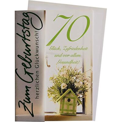 Perleberg Basic Classic Carte d'anniversaire 70 ans Motif nichoir 11,6 x 16,6 cm Perleberg Basic Classic Carte d'anniversaire 70 ans Motif nichoir 11,6 x 16,6 cm