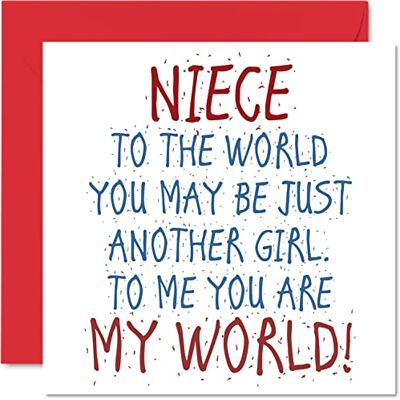 Stuff4 Jolies cartes d'anniversaire pour nièce – Niece You Are My World – Carte d'anniversaire de la part d'une tante ou d'un oncle, cadeau d'anniversaire pour nièce, 145 mm x 145 mm, carte d'anniversaire pour nièce, carte de vœux pour femme Stuff4 Jolies cartes d'anniversaire pour nièce – Niece You Are My World – Carte d'anniversaire de la part d'une tante ou d'un oncle, cadeau d'anniversaire pour nièce, 145 mm x 145 mm, carte d'anniversaire pour nièce, carte de vœux pour femme