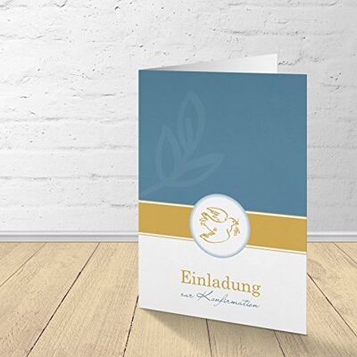 KartenKuss.de Lot de 5 cartes de confirmation avec enveloppes assorties, cartes d'invitation à la confirmation, cartes pliantes en lot de 5 Colombe avec branche KartenKuss.de Lot de 5 cartes de confirmation avec enveloppes assorties, cartes d'invitation à la confirmation, cartes pliantes en lot de 5 Colombe avec branche