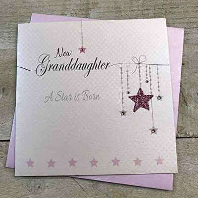 White Cotton Cards Ll77 "New Granddaughter A Star is Born" carte de bébé faite main White Cotton Cards Ll77 "New Granddaughter A Star is Born" carte de bébé faite main