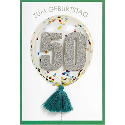 Perleberg Carte d'anniversaire de qualité supérieure pour le 50e anniversaire, avec enveloppe, belles cartes d'anniversaire, 11,6 x 16,6 cm, pour une surprise réussie Perleberg Carte d'anniversaire de qualité supérieure pour le 50e anniversaire, avec enveloppe, belles cartes d'anniversaire, 11,6 x 16,6 cm, pour une surprise réussie