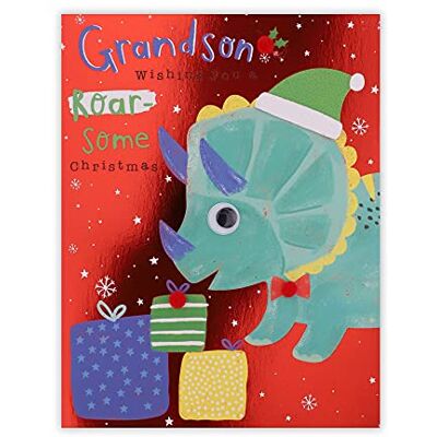 Clintons : Dino & Presents Carte de Noël pour petit-fils Clintons : Dino & Presents Carte de Noël pour petit-fils