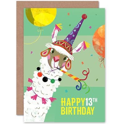 Wee Blue Coo Llama Party Carte d'anniversaire 13 ans Wee Blue Coo Llama Party Carte d'anniversaire 13 ans