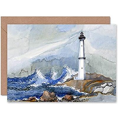 Wee Blue Coo Lighthouse Nautical Painting Greeting Card With Envelope Inside Premium Quality Phare La peinture Wee Blue Coo Lighthouse Nautical Painting Greeting Card With Envelope Inside Premium Quality Phare La peinture