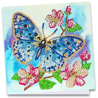 Ideen mit Herz Carte de vœux Diamond Painting Édition strass 16 x 16 cm 370 g/m² Avec pierres, enveloppe et outils Papillon bleu Ideen mit Herz Carte de vœux Diamond Painting Édition strass 16 x 16 cm 370 g/m² Avec pierres, enveloppe et outils Papillon bleu