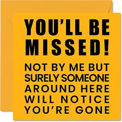 Stuff4 Cadeaux de départ pour collègues, femmes et hommes – You'll Be Missed – Sorry Your Leaving Good Luck In Your New Job Card – Cartes de vœux amusantes de 145 mm x 145 mm Stuff4 Cadeaux de départ pour collègues, femmes et hommes – You'll Be Missed – Sorry Your Leaving Good Luck In Your New Job Card – Cartes de vœux amusantes de 145 mm x 145 mm