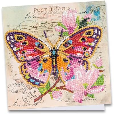 Ideen mit Herz Carte de vœux de peinture au diamant, 16 x 16 cm, 370 g/m², enveloppe et outils compris, papillon rose Ideen mit Herz Carte de vœux de peinture au diamant, 16 x 16 cm, 370 g/m², enveloppe et outils compris, papillon rose