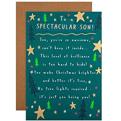 Hallmark Carte de Noël pour fils Motif contemporain Texte en anglais Hallmark Carte de Noël pour fils Motif contemporain Texte en anglais