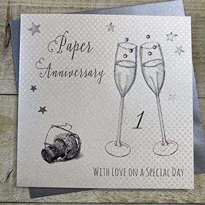White Cotton Cards Paper Love On Your Special Day Carte de 1er anniversaire faite main WA1 White Cotton Cards Paper Love On Your Special Day Carte de 1er anniversaire faite main WA1