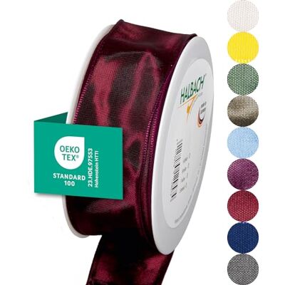 Halbach Seidenbänder Ruban cadeau de qualité supérieure avec bord métallique Largeur : 40 mm Longueur : 25 m Certifié Öko-Tex 100 Ruban en taffetas fabriqué en Allemagne Couleur : rouge nuit Halbach Seidenbänder Ruban cadeau de qualité supérieure avec bord métallique Largeur : 40 mm Longueur : 25 m Certifié Öko-Tex 100 Ruban en taffetas fabriqué en Allemagne Couleur : rouge nuit