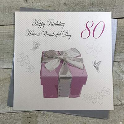 White Cotton Cards Grande Carte d'anniversaire Happy Birthday Have a wonderfu Day, Rose Cadeau Fait Main 80e White Cotton Cards Grande Carte d'anniversaire Happy Birthday Have a wonderfu Day, Rose Cadeau Fait Main 80e