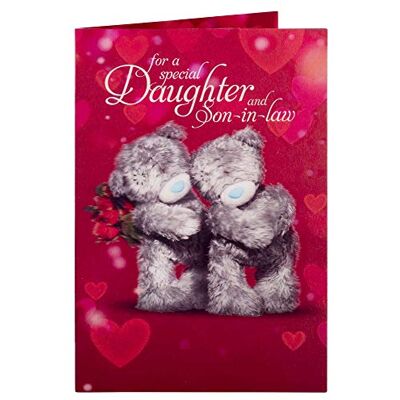 Me To You Carte d'anniversaire 3D en forme d'ours pour fille et beau-fils, blanc, ALM93024 Me To You Carte d'anniversaire 3D en forme d'ours pour fille et beau-fils, blanc, ALM93024