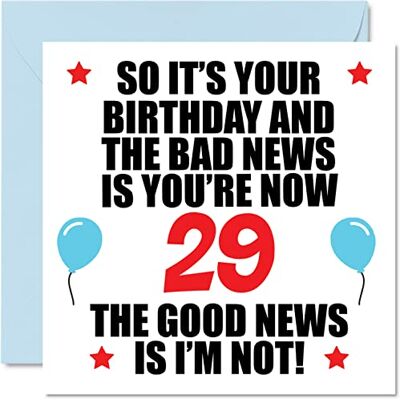 Stuff4 Carte d'anniversaire amusante pour homme et femme – Mauvaise nouvelle – Cartes d'anniversaire pour fils, fille, frère, sœur, cousine, ami, 145 mm x 145 mm Stuff4 Carte d'anniversaire amusante pour homme et femme – Mauvaise nouvelle – Cartes d'anniversaire pour fils, fille, frère, sœur, cousine, ami, 145 mm x 145 mm