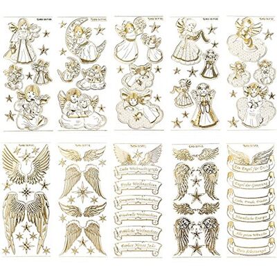 Ideen mit Herz Lot de 10 feuilles d'autocollants gravés transparents/dorés de 10 x 23 cm Autocollants dorés pour bricolage et décoration Cartes et cadeaux pour anniversaire, Noël, retraite et plus Ideen mit Herz Lot de 10 feuilles d'autocollants gravés transparents/dorés de 10 x 23 cm Autocollants dorés pour bricolage et décoration Cartes et cadeaux pour anniversaire, Noël, retraite et plus