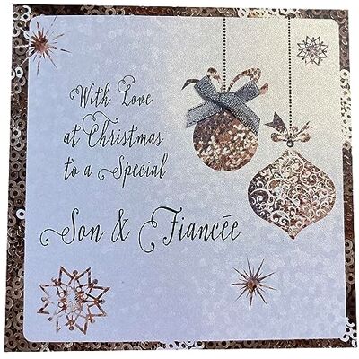 White Cotton Cards C4-SONF Carte de Noël faite à la main "Son & Fiancée White Cotton Cards C4-SONF Carte de Noël faite à la main "Son & Fiancée