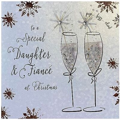 White Cotton Cards F1-DF Carte de Noël faite main Inscription Daughter & Fiancé 16 x 16 cm White Cotton Cards F1-DF Carte de Noël faite main Inscription Daughter & Fiancé 16 x 16 cm