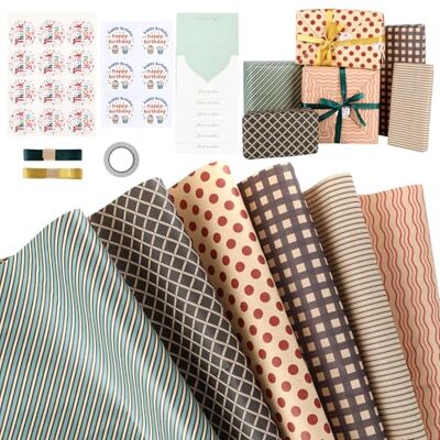 TianFukj 6 Pièces Papier Cadeau, 70 x 50 cm Papier Cadeau Anniversaire, Emballage Cadeau avec 2 Rubans en Soie et 6 Cartes de Vœux, Wrapping Paper pour Baptême, Anniversaire, Mariage et Noël TianFukj 6 Pièces Papier Cadeau, 70 x 50 cm Papier Cadeau Anniversaire, Emballage Cadeau avec 2 Rubans en Soie et 6 Cartes de Vœux, Wrapping Paper pour Baptême, Anniversaire, Mariage et Noël