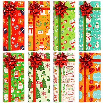 STEFORD Lot de 8 boîtes pour cartes cadeaux de Noël avec nœuds et étiquettes de nom pour cadeaux de Noël, 16 x 7,1 x 1,5 cm STEFORD Lot de 8 boîtes pour cartes cadeaux de Noël avec nœuds et étiquettes de nom pour cadeaux de Noël, 16 x 7,1 x 1,5 cm