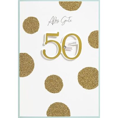 Perleberg Carte d'anniversaire de qualité supérieure pour le 50e anniversaire, avec enveloppe, belles cartes d'anniversaire, 11,6 x 16,6 cm, pour une surprise réussie Perleberg Carte d'anniversaire de qualité supérieure pour le 50e anniversaire, avec enveloppe, belles cartes d'anniversaire, 11,6 x 16,6 cm, pour une surprise réussie