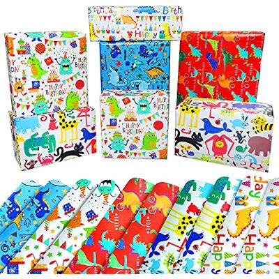 Edunass Carte cadeau pour enfants, animaux dinosaures carte cadeau anniversaire pour garçon, carte cadeau, papier cadeau, papier d'emballage pour cadeaux Edunass Carte cadeau pour enfants, animaux dinosaures carte cadeau anniversaire pour garçon, carte cadeau, papier cadeau, papier d'emballage pour cadeaux