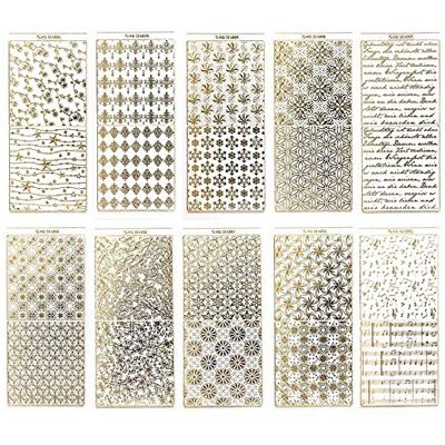 Ideen mit Herz Lot de 10 feuilles d'autocollants gravés transparents et dorés de 10 x 23 cm Autocollants dorés pour bricolage et décoration Cartes et cadeaux pour anniversaire, Noël et plus Ideen mit Herz Lot de 10 feuilles d'autocollants gravés transparents et dorés de 10 x 23 cm Autocollants dorés pour bricolage et décoration Cartes et cadeaux pour anniversaire, Noël et plus