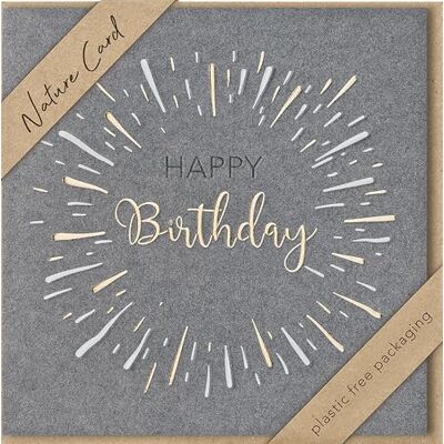 bsb Carte d'anniversaire nature faite à la main – Happy Birthday 15,5 x 15,5 cm bsb Carte d'anniversaire nature faite à la main – Happy Birthday 15,5 x 15,5 cm