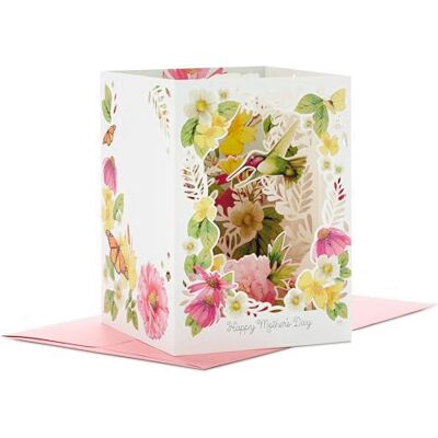 Hallmark Carte de fête des mères, carte pop-up 3D, Marjolein Bastin Florals, rose, jaune, blanc Hallmark Carte de fête des mères, carte pop-up 3D, Marjolein Bastin Florals, rose, jaune, blanc