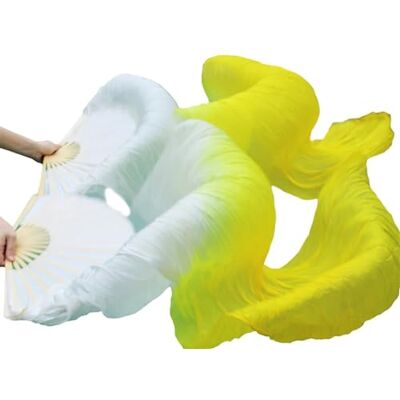 LYXYGMV Éventails de voile de danse du ventre en soie véritable/imitation soie teintée à la main pour fête, spectacle sur scène (18B, M 150 x 90 cm en soie véritable) LYXYGMV Éventails de voile de danse du ventre en soie véritable/imitation soie teintée à la main pour fête, spectacle sur scène (18B, M 150 x 90 cm en soie véritable)