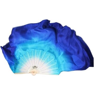 LYXYGMV Paire de voiles d'éventail en soie véritable pour danse du ventre Blanc dégradé Pour fête, spectacle (36 cm et 30 cm) LYXYGMV Paire de voiles d'éventail en soie véritable pour danse du ventre Blanc dégradé Pour fête, spectacle (36 cm et 30 cm)