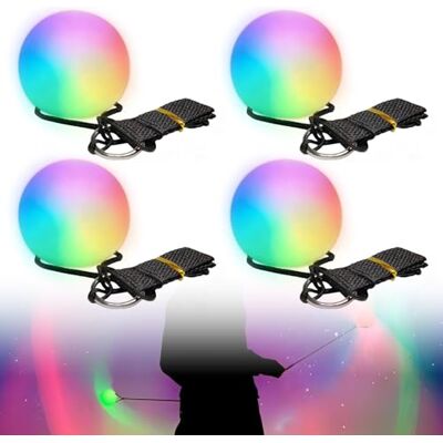 PORFOYO Lot de 4 boules de poï à LED Glow En PVC Avec couleurs arc-en-ciel et effet stroboscopique Balles de jonglage lumineuses pour danse, spectacle de lumière, rave PORFOYO Lot de 4 boules de poï à LED Glow En PVC Avec couleurs arc-en-ciel et effet stroboscopique Balles de jonglage lumineuses pour danse, spectacle de lumière, rave