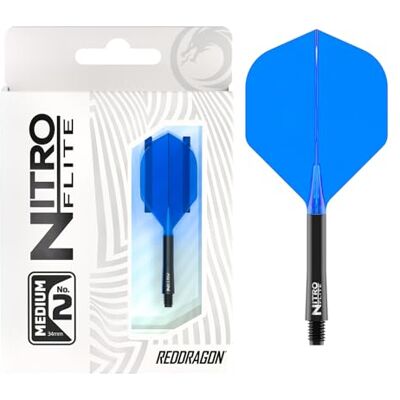 Dragon Darts – Nitro Flite Système intégré de vol et d’arbre – No.2 Forme et design – Noir & Bleu Couleur, Moyenne Longueur Dragon Darts – Nitro Flite Système intégré de vol et d’arbre – No.2 Forme et design – Noir & Bleu Couleur, Moyenne Longueur