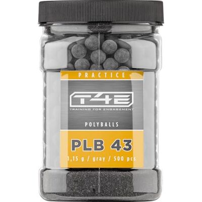 T4E IDP Practice PLB 43 Cal. Lot de 500 balles en plastique rigide Polyballes grises pour marqueurs , idéales pour l'entraînement et le plinking T4E IDP Practice PLB 43 Cal. Lot de 500 balles en plastique rigide Polyballes grises pour marqueurs , idéales pour l'entraînement et le plinking
