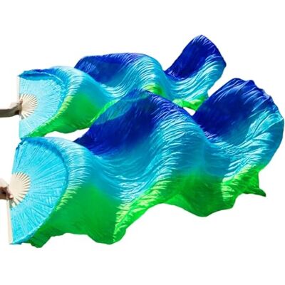 LYXYGMV Éventail de Danse du Ventre en Soie, voiles véritable, Couleurs Gauche + Droite sur 180x90 Cm pour Spectacles(5,280x90cm Real Silk) LYXYGMV Éventail de Danse du Ventre en Soie, voiles véritable, Couleurs Gauche + Droite sur 180x90 Cm pour Spectacles(5,280x90cm Real Silk)