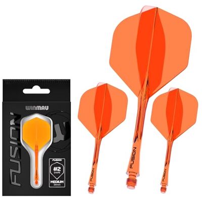 WINMAU Darts Fusion Système intégré de vol et d'arbre No.6 Forme et design – Orange couleur, Longueur courte WINMAU Darts Fusion Système intégré de vol et d'arbre No.6 Forme et design – Orange couleur, Longueur courte