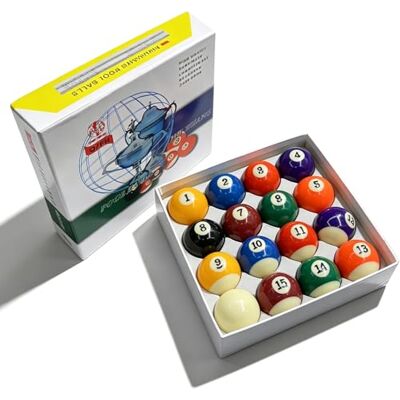 BORDEAG Lot de 16 boules de billard de 57,2 mm Boules de billard de qualité supérieure En résine phénolique durable Table de piscine standard Pour salle de jeux et salle de loisirs BORDEAG Lot de 16 boules de billard de 57,2 mm Boules de billard de qualité supérieure En résine phénolique durable Table de piscine standard Pour salle de jeux et salle de loisirs
