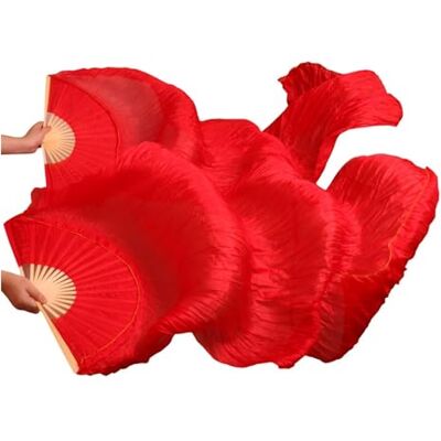 LYXYGMV Éventails de Danse du Ventre en Voile Soie 100% Naturel, 1 Paire d'éventails 180x90 Cm, Accessoires Faits à la Main, Couleur Rouge Pur, 5 Tailles pour Spectacles(M) LYXYGMV Éventails de Danse du Ventre en Voile Soie 100% Naturel, 1 Paire d'éventails 180x90 Cm, Accessoires Faits à la Main, Couleur Rouge Pur, 5 Tailles pour Spectacles(M)