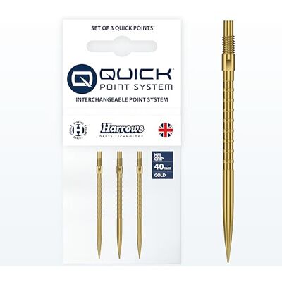 Harrows HM Grip Heavy Metal Quick Points – Pointes de fléchettes inspirées de Ryan Searle avec anneaux de préhension carrés – Système de pointe rapide anti-casse pour échanges rapides de points (or Harrows HM Grip Heavy Metal Quick Points – Pointes de fléchettes inspirées de Ryan Searle avec anneaux de préhension carrés – Système de pointe rapide anti-casse pour échanges rapides de points (or