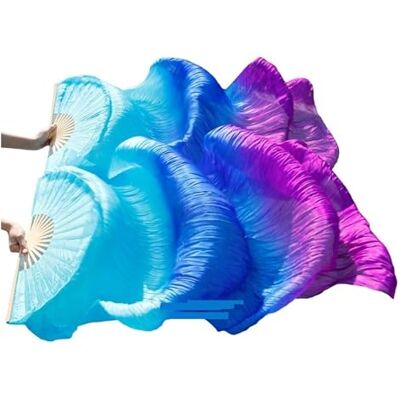 LYXYGMV 1 paire d'éventails de danse du ventre pour femme Couleur dégradée Imitation soie Pour fête, spectacle 210 x 90 cm LYXYGMV 1 paire d'éventails de danse du ventre pour femme Couleur dégradée Imitation soie Pour fête, spectacle 210 x 90 cm