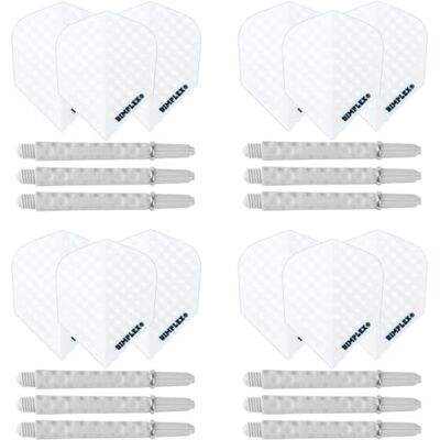 Harrows Darts Lot de 4 jeux de tiges et ailettes de fléchettes Dimplex – 12 tiges de fléchettes, 12 ailettes de fléchettes au total – Moyennes et courtes (M, blanc) Harrows Darts Lot de 4 jeux de tiges et ailettes de fléchettes Dimplex – 12 tiges de fléchettes, 12 ailettes de fléchettes au total – Moyennes et courtes (M, blanc)