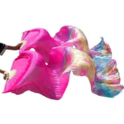 LYXYGMV Éventail de danse orientale en soie véritable pour fête et spectacle sur scène Vert 120 x 90 cm LYXYGMV Éventail de danse orientale en soie véritable pour fête et spectacle sur scène Vert 120 x 90 cm