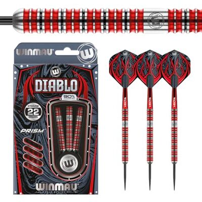 WINMAU Diablo Jeu de fléchettes en tungstène Steeltip 24 grammes avec vols et tiges (arbres) WINMAU Diablo Jeu de fléchettes en tungstène Steeltip 24 grammes avec vols et tiges (arbres)