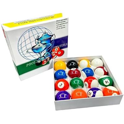 BORDEAG Lot de 16 boules de billard de 52,5 mm Boules de billard de qualité supérieure En résine phénolique durable Table de piscine standard Pour salle de jeux et salle de loisirs BORDEAG Lot de 16 boules de billard de 52,5 mm Boules de billard de qualité supérieure En résine phénolique durable Table de piscine standard Pour salle de jeux et salle de loisirs