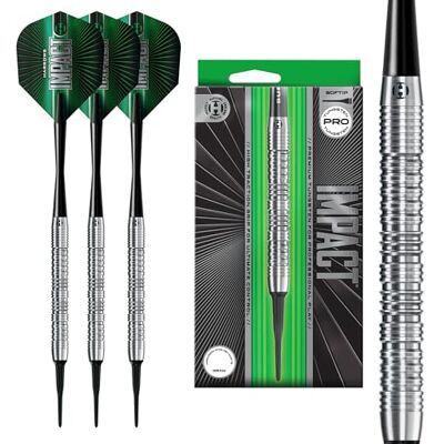 Harrows Impact Premium Tungsten Softtip Jeu de fléchettes en tungstène de 18 g et 20 g – Avec tiges Supergrip et ailettes de 100 microns – Fléchettes à pointe souple fabriquées avec précision pour Harrows Impact Premium Tungsten Softtip Jeu de fléchettes en tungstène de 18 g et 20 g – Avec tiges Supergrip et ailettes de 100 microns – Fléchettes à pointe souple fabriquées avec précision pour