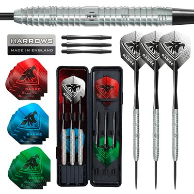 Harrows Sabre Jeu de fléchettes 90 % tungstène avec pointe en acier I 21 g à 26 g Tous poids disponibles I énorme lot de 16 pièces avec tiges de rechange, ailettes Prime et étui de voyage 25 g Harrows Sabre Jeu de fléchettes 90 % tungstène avec pointe en acier I 21 g à 26 g Tous poids disponibles I énorme lot de 16 pièces avec tiges de rechange, ailettes Prime et étui de voyage 25 g