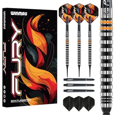 WINMAU Fury Jeu de fléchettes à pointe souple en tungstène 18 g avec ailettes prismes et tiges Vecta (tiges) WINMAU Fury Jeu de fléchettes à pointe souple en tungstène 18 g avec ailettes prismes et tiges Vecta (tiges)